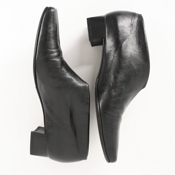 Peter Kaiser Black Leather Square Toe Slip On Block Heel Ankle Boot Sz 4.5 - Picture 6 of 15